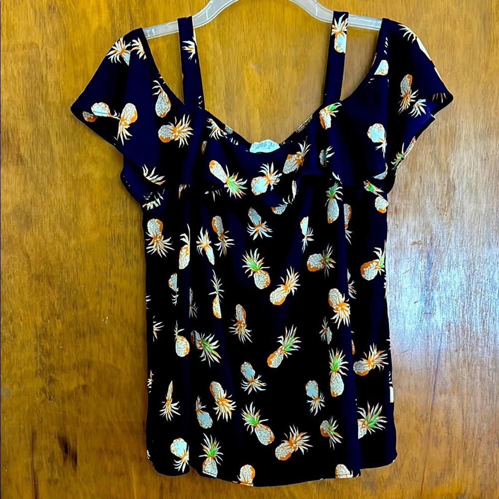 Pineapple Print Black Women's Top